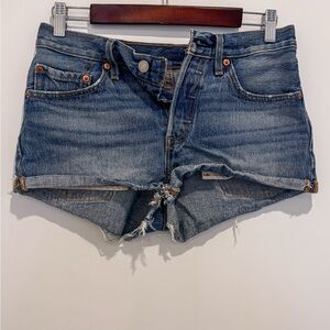 Levi's Distressed Blue Denim Shorts